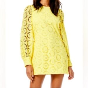 Lilly Pulitzer Vibrant Yellow Floral Eyelet Dress